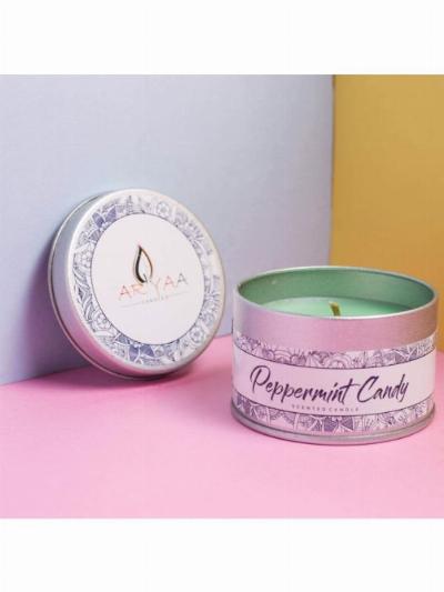 Peppermint candy Parafin Tin Candle