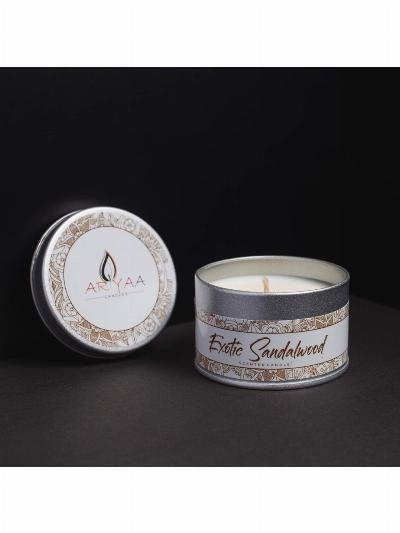Exotic sandalwood Soy Wax Tin Candle.