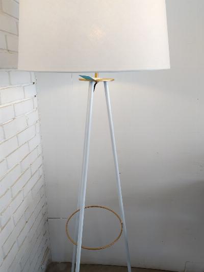 Sleek Tripod - White & Gold - White Linen Tapered Shade