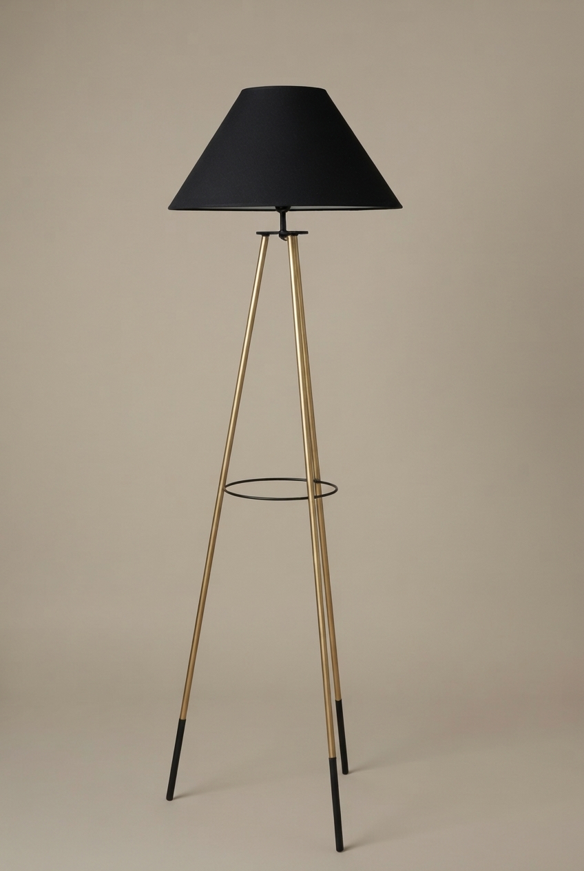 Steel Tripod (Gold) - Black Empire Shade