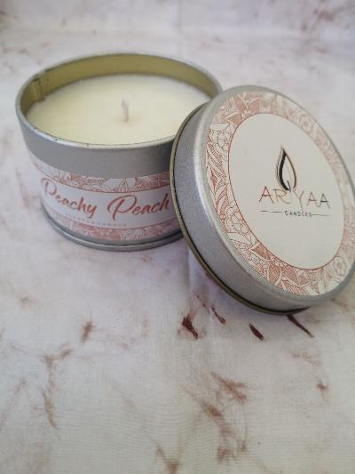 Peachy Peach Paraffin Wax  Tin Candle