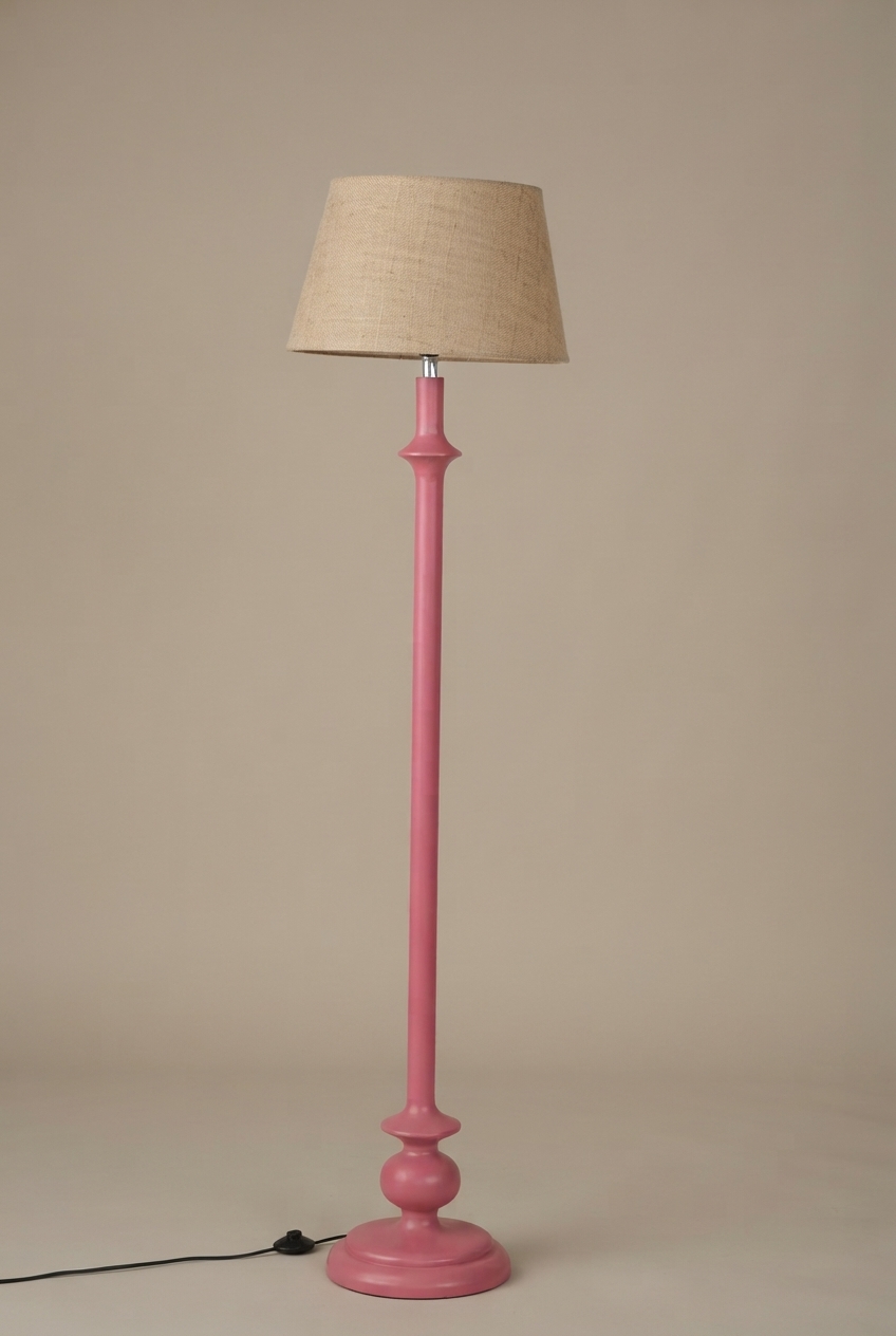 Elvin Lamp (Pink) - Tapered Jute Shade