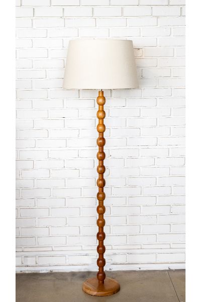 Lumos (Teak Finish) - Tapered Linen Shade