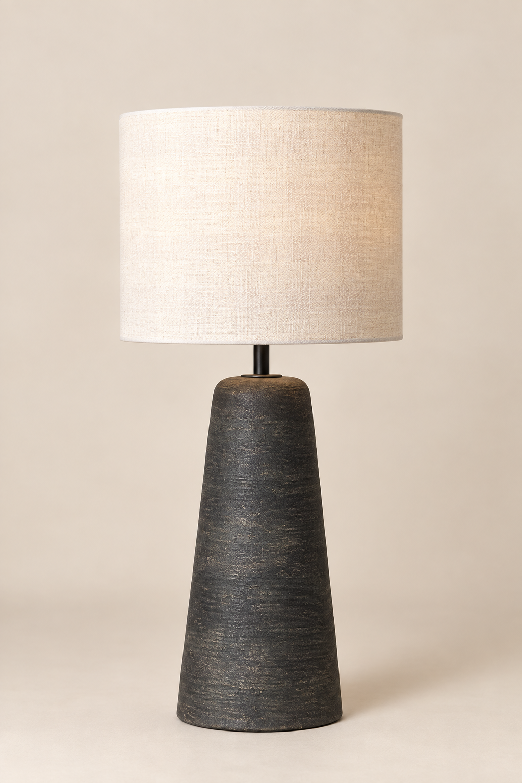 Charcoal Table Lamp - White Linen Shade