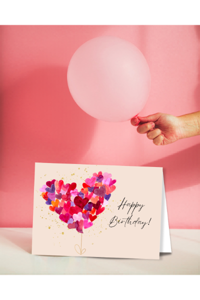 Greeting Card - HBD Heart Balloon