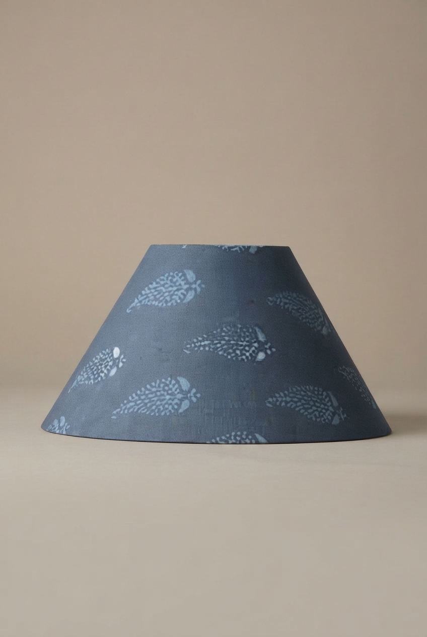 Empire Shade (L) - Blue Leaf Motif Print
