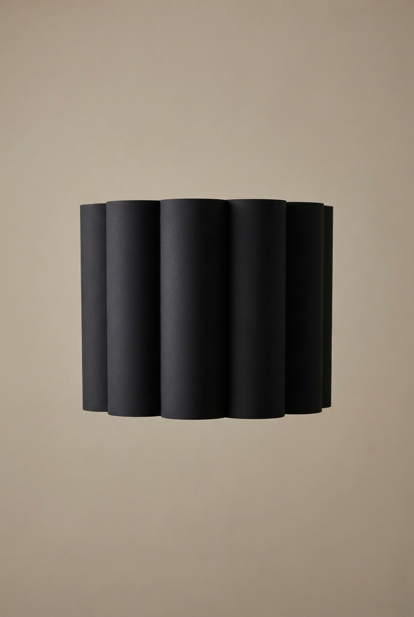Barrel Scalloped Shade - Black Linen