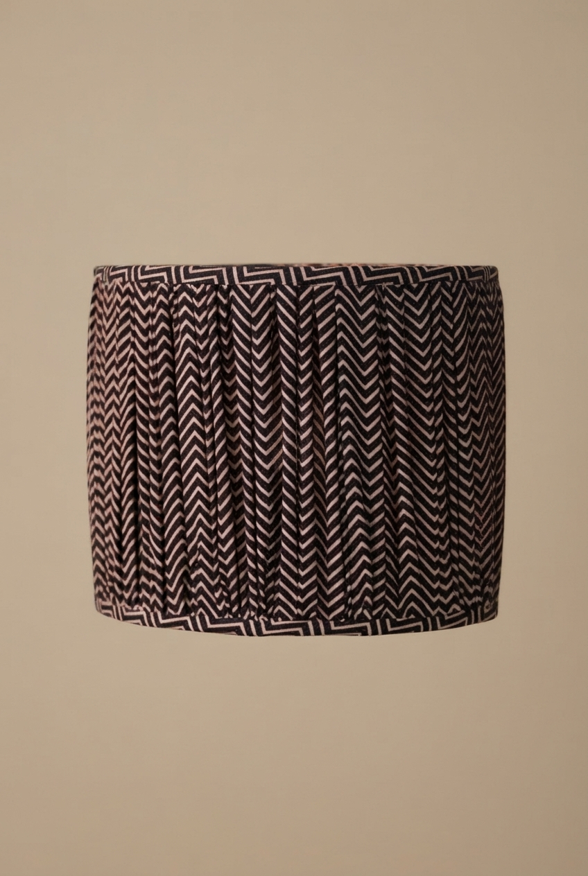 Barrel Shade (S) - Black Block Print, Pleated