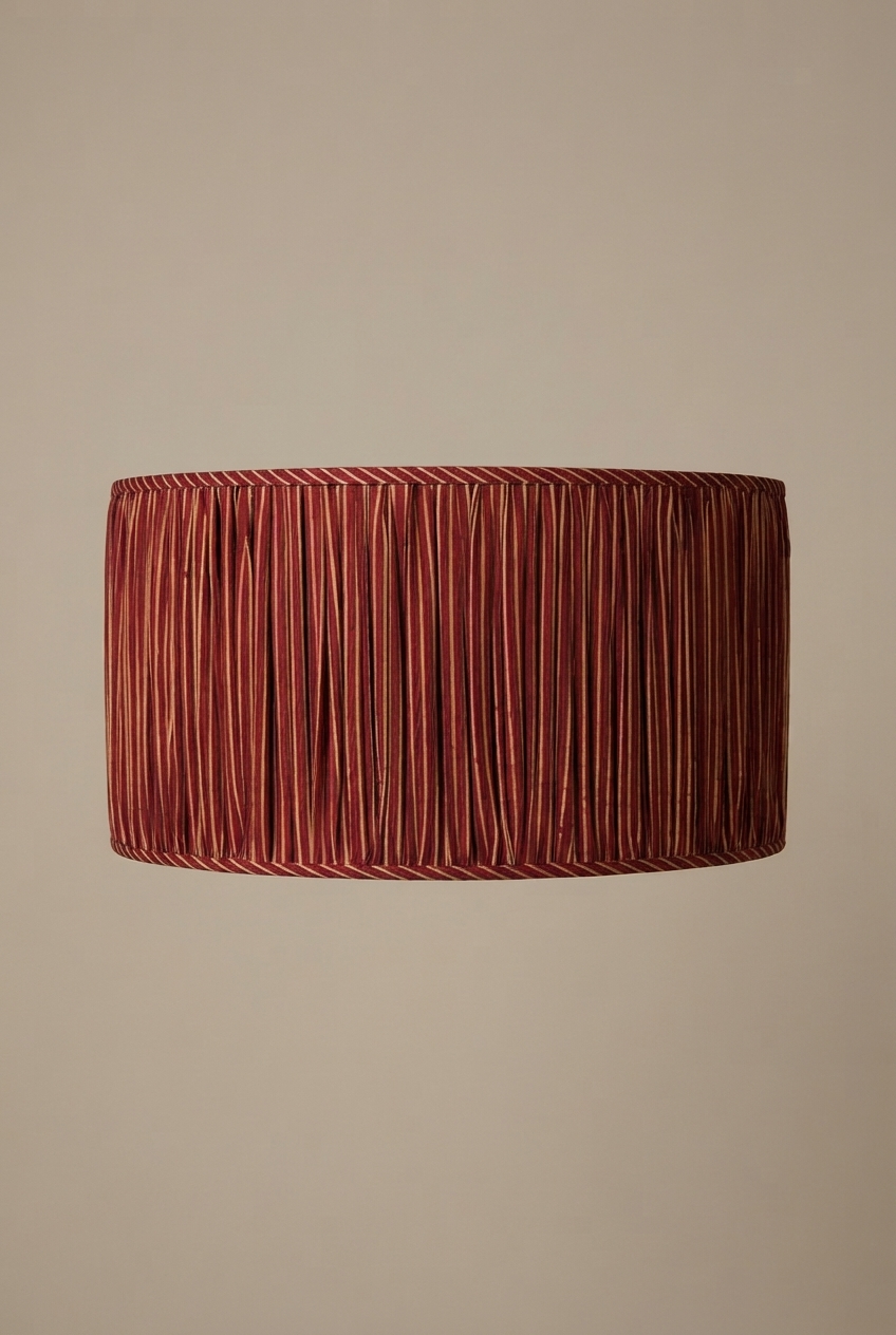 Barrel Shade (L) - Red Block Print, Pleated