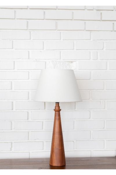 The Everest (Teak Polish) - Linen Tapered Shade