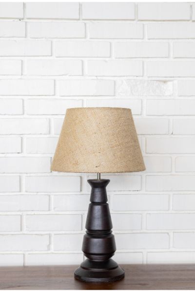 Wrook Lamp Dark Walnut - Tapered Jute Shade