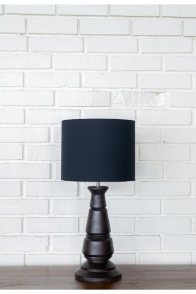 Wrook Lamp Dark Walnut - Black Barrel Shade