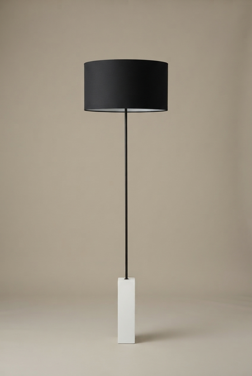 Minimalist Floor Lamp - black barrel shade