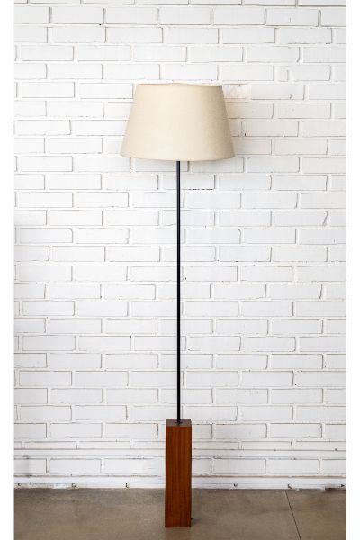 Minimalist Floor Lamp - Natural, Tapered Raw Cloth  shade