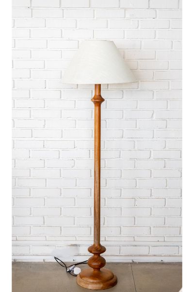 Elvin (Teak Finish) - Linen Empire Shade