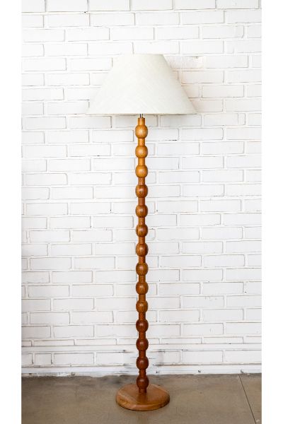 Lumos (Teak Finish) - Linen Empire Shade