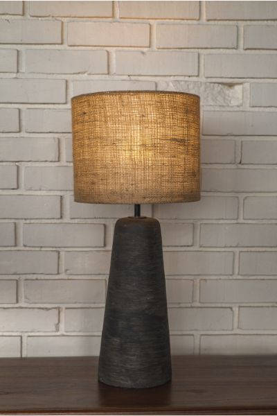 Charcoal Table Lamp - Jute Shade