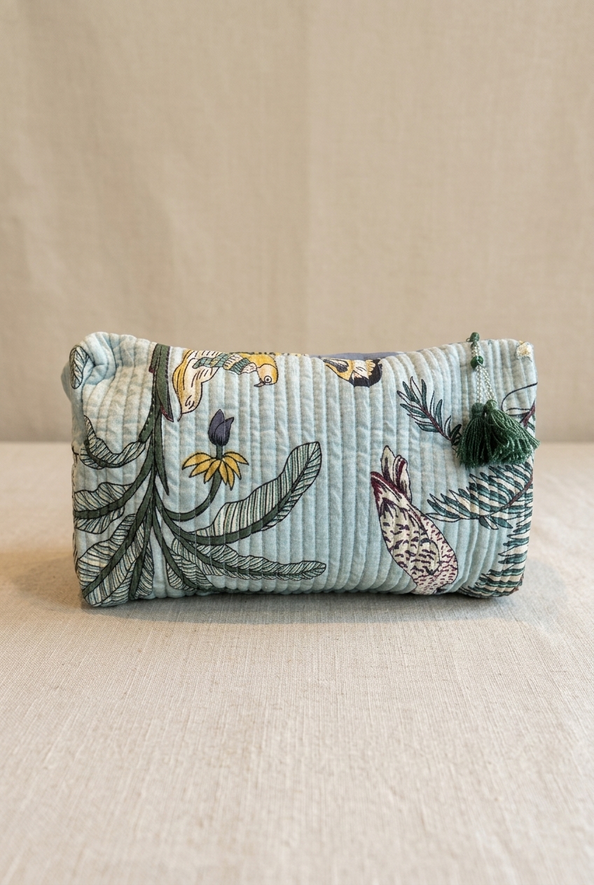 Multi purpose Quilted Pouch - Wild life-Blue (KK-P-285)k