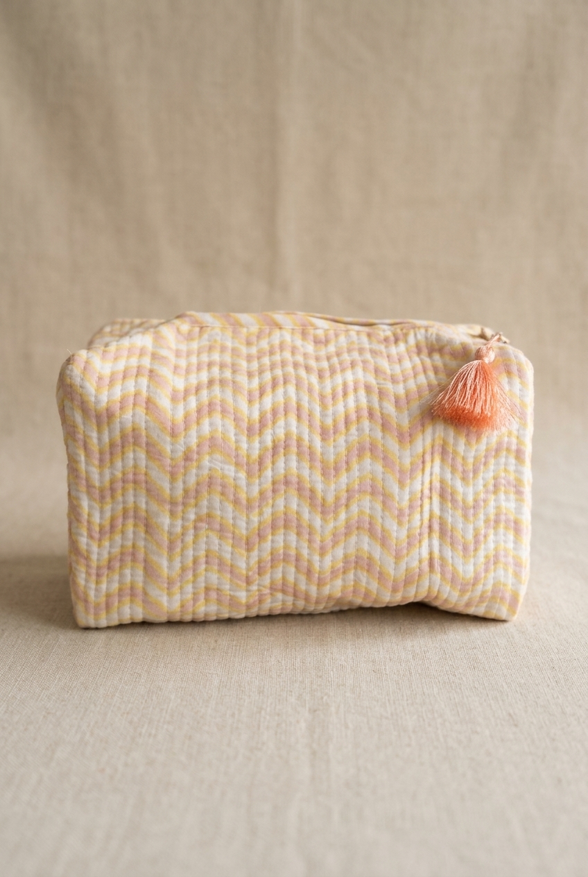  Multi purpose Quilted Pouch - Line prints (KK-P-285)Q