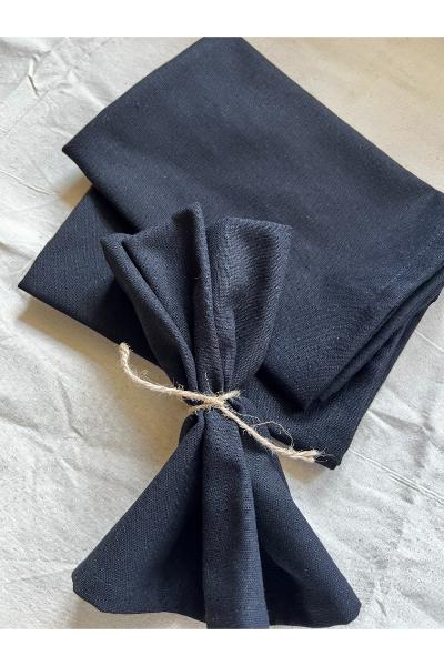 Black Linen Blended Napkin & Runner Set 
