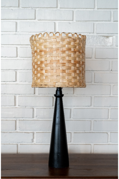 Everest Lamp Dark Walnut - Cane Shade   