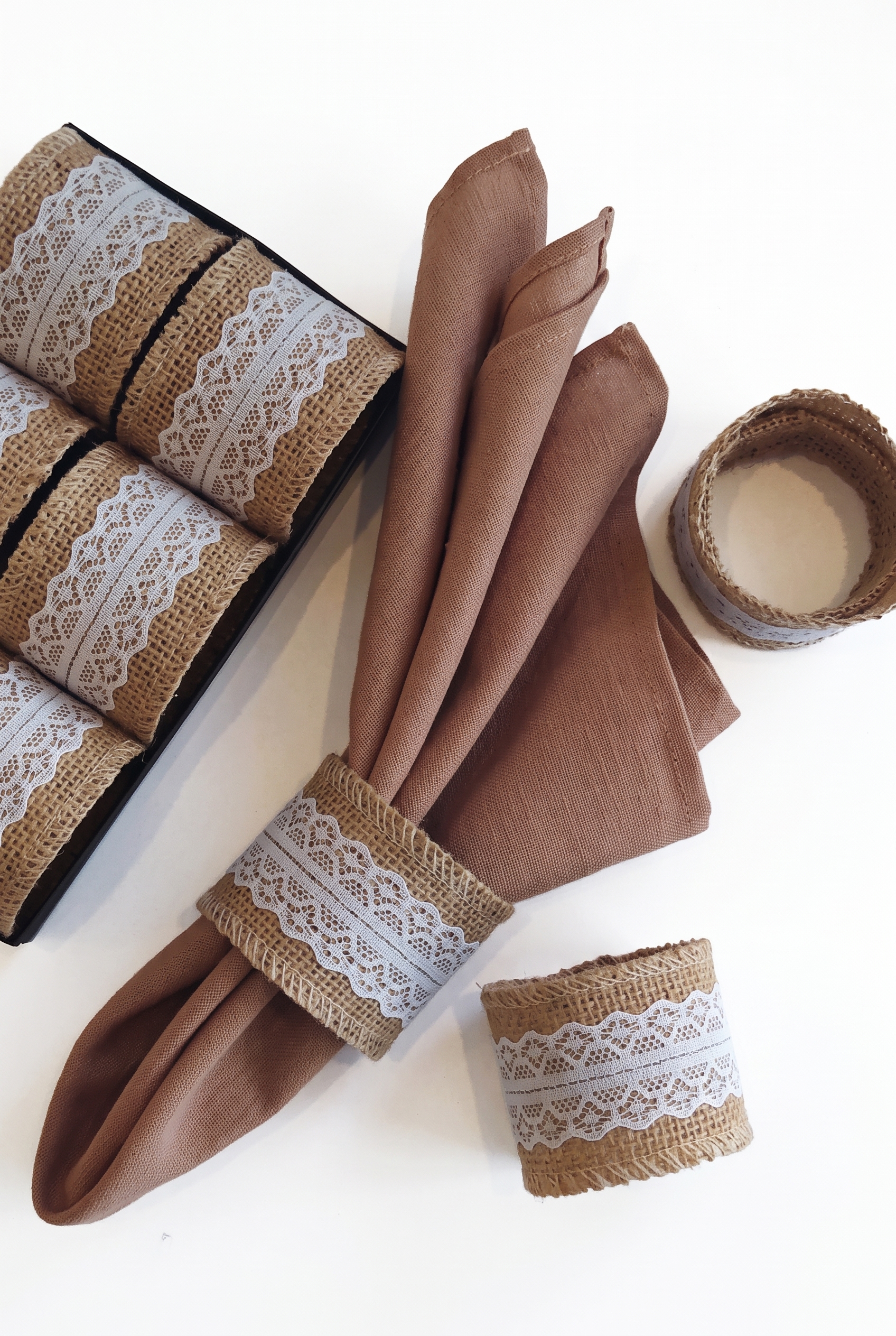 Napkin rings - Burlap and lace