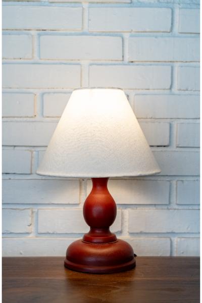 Pawn Lamp Red - Linen Empire Shade