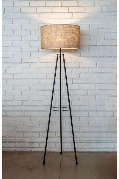Steel Tripod (Noir) - Barrel Jute Shade
