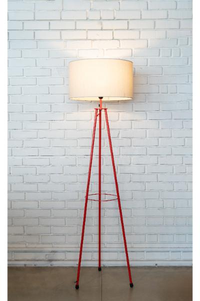 Steel Tripod (Scarlet) - Linen Barrel Shade