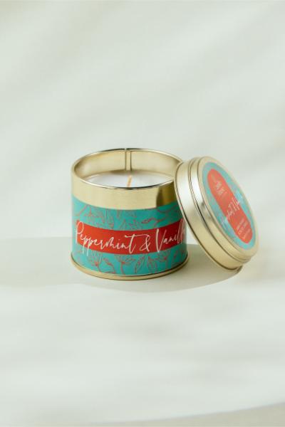 Tall Tin Candle - Peppermint  & Vanilla