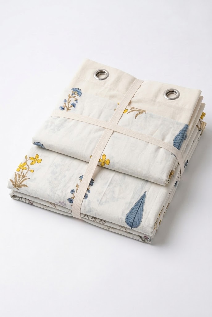 Block Printed Curtains (2Pcs) - 202