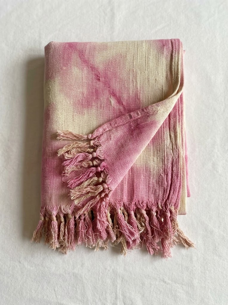 Handloom Towel - Faded Pink with Beige (S-TW-231)
