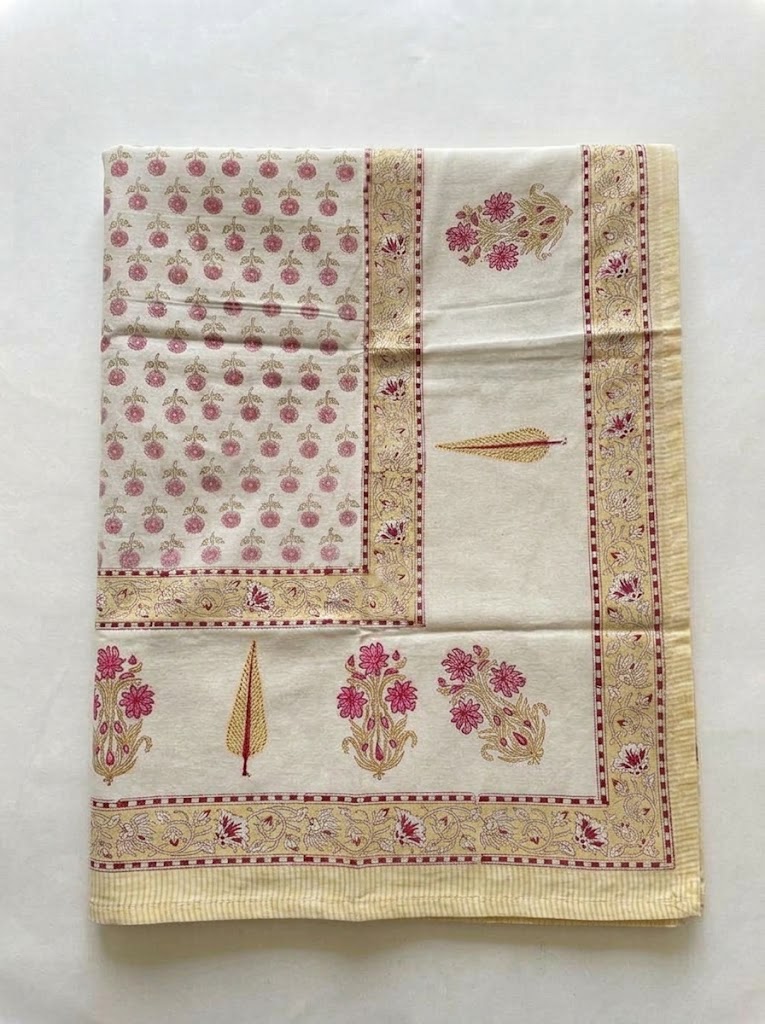 Table Cloth (8 Seater) - (Pink and Yellow Floral)