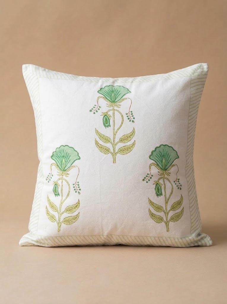 Cushion Cover - Green Morning Glories 