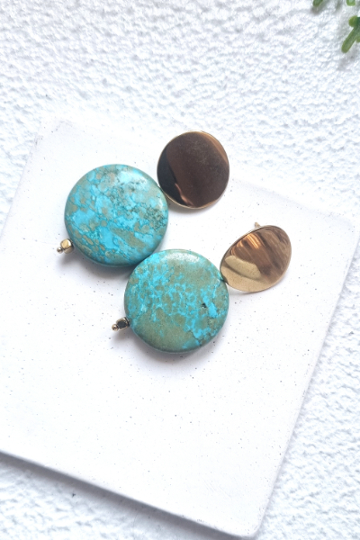 Turquoise Howlite Statement Earrings P399