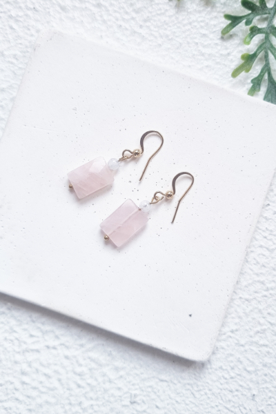 Pink Aquare quartz Earrings - P402