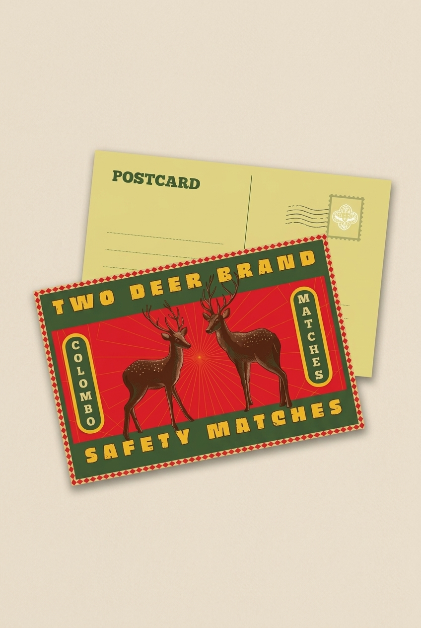Postcard & Envelope - Two Deer Brand Safety Matches