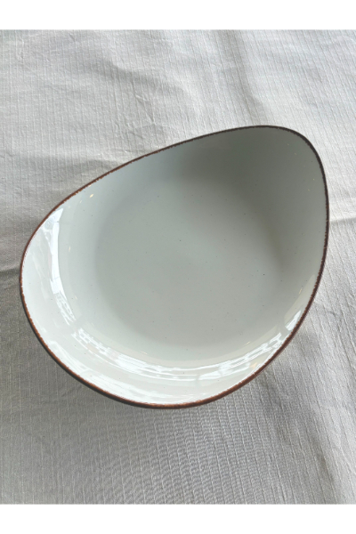 Ceramic Scoop Plate - Cream