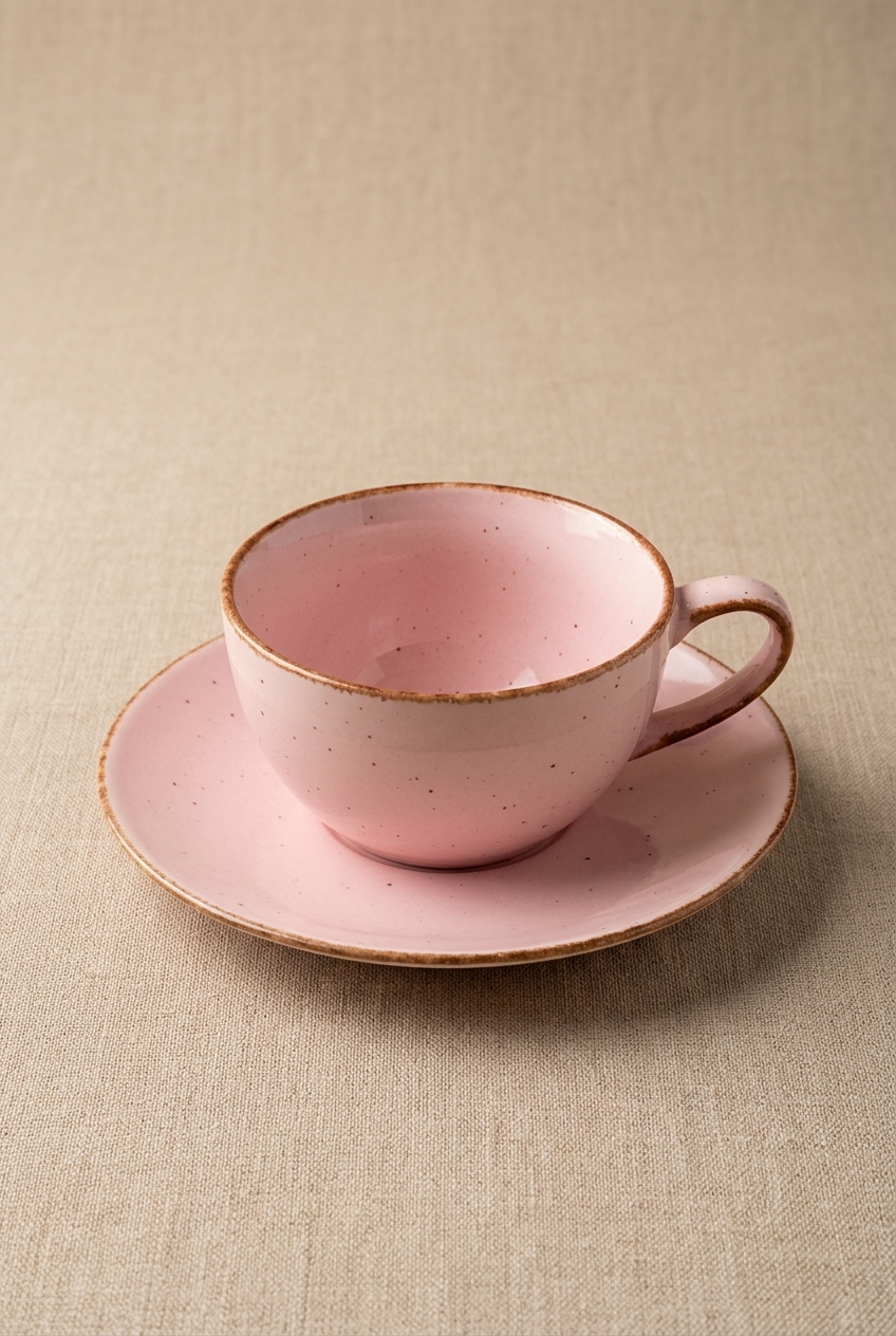 Ceramic Teacup & Saucer - Pink