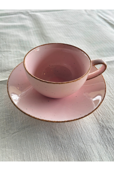 Ceramic Teacup & Saucer - Pink