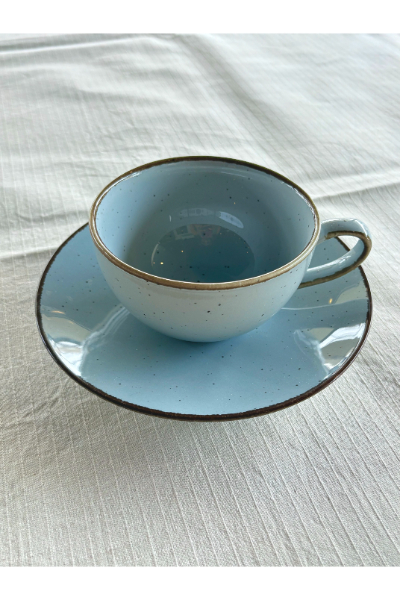 Ceramic Teacup & Saucer - Blue