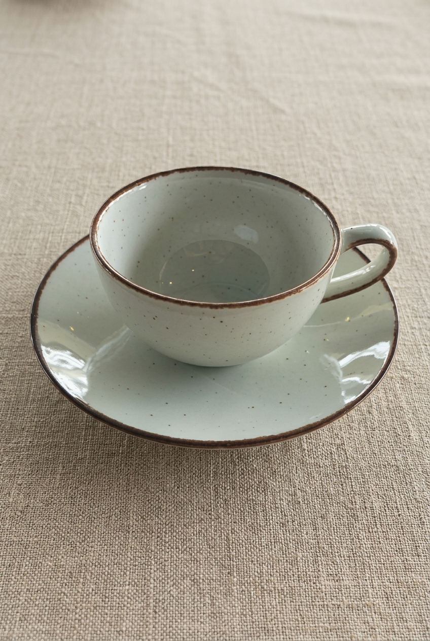 Ceramic Teacup & Saucer - Cream