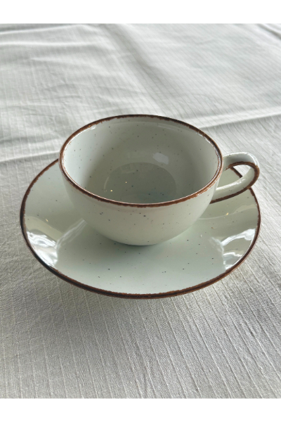 Ceramic Teacup & Saucer - Cream