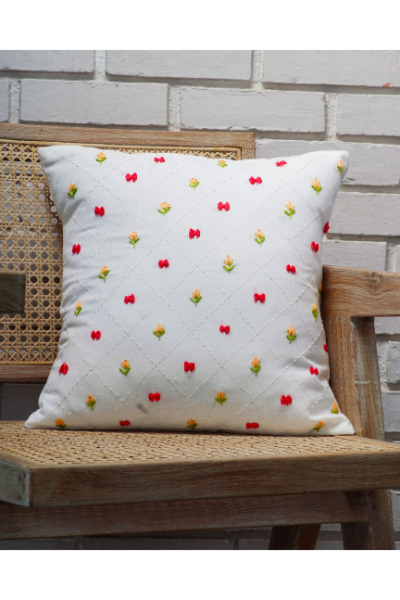 Embroidered Cushion Cover - Bows