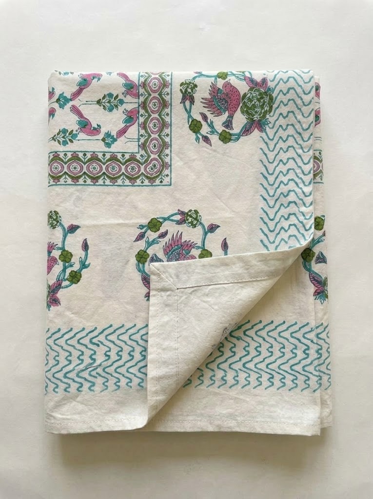 Table Cloth (6 Seater) - Pink and Blue Bird design - K-TC-135