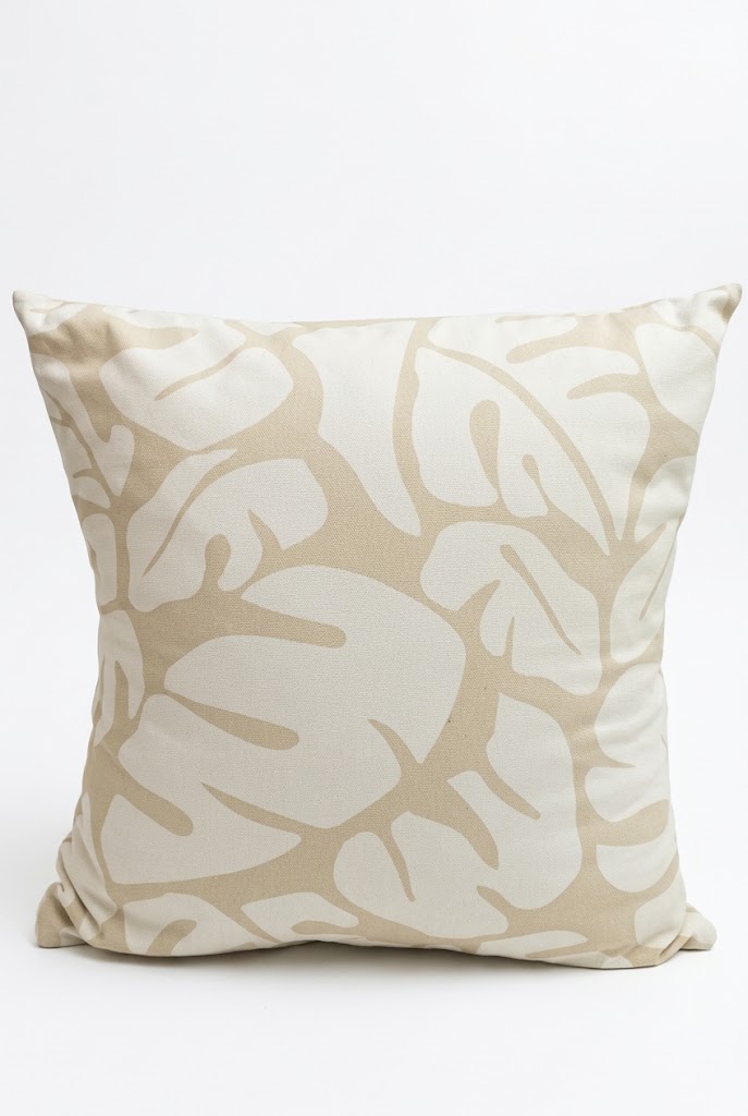 Cushion Cover - White and Beige Leaf pattern 