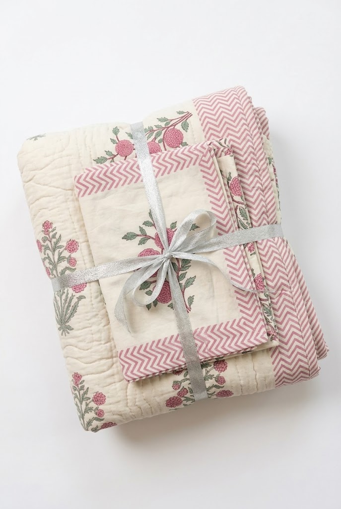 Pink Floral Bedding Set-  P-DQS-304
