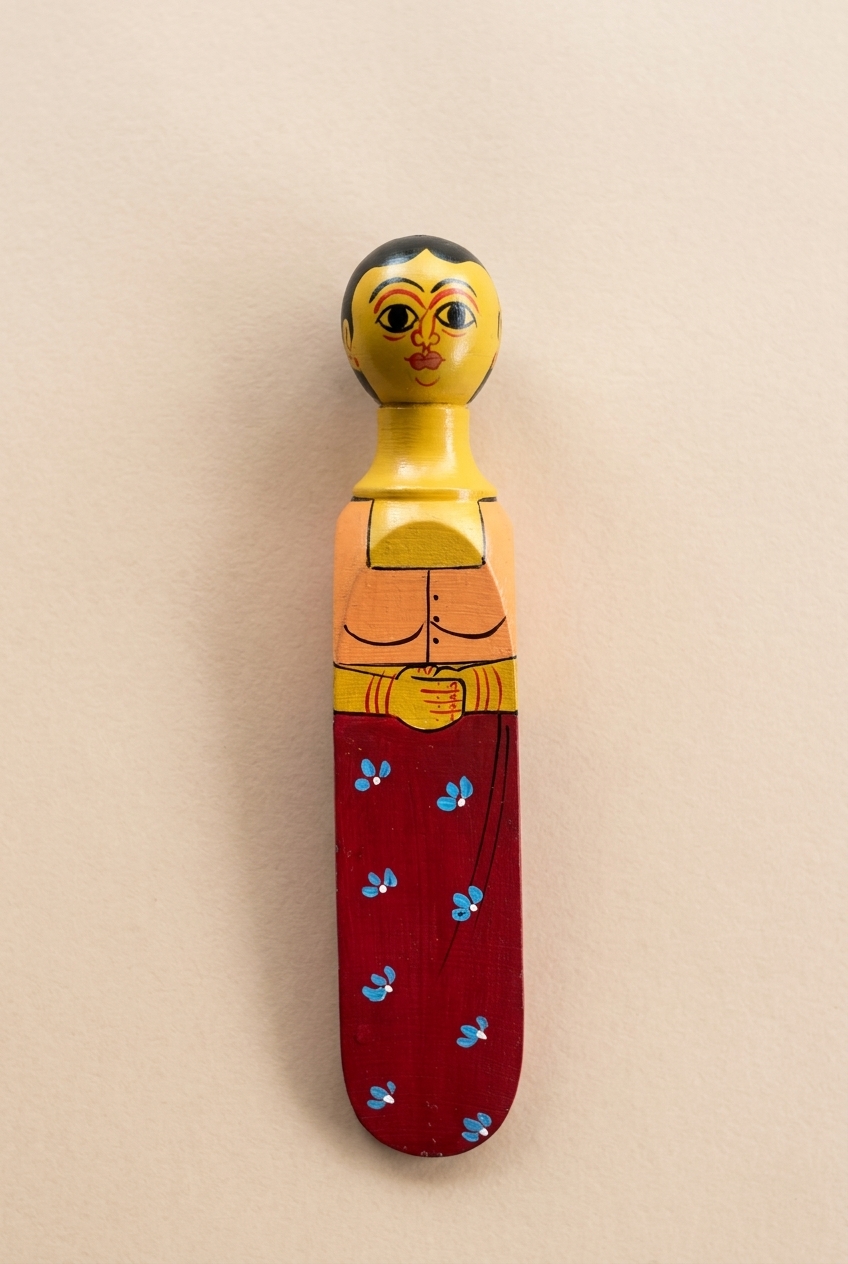 Door Stopper - Lady in orange jacket  and red sarong 
